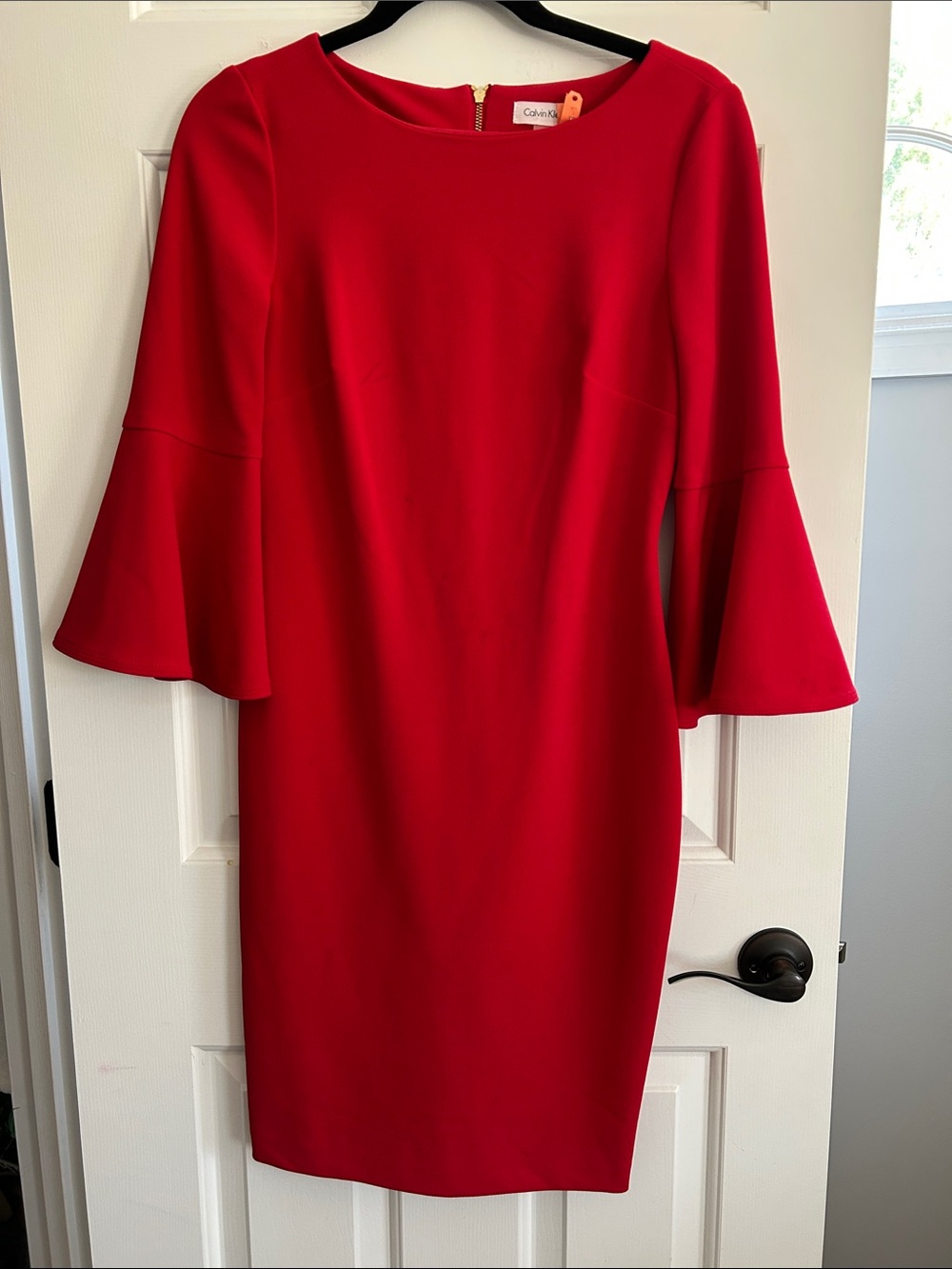 4 Calvin Klein Red Bell-Sleeve Sheath Dress